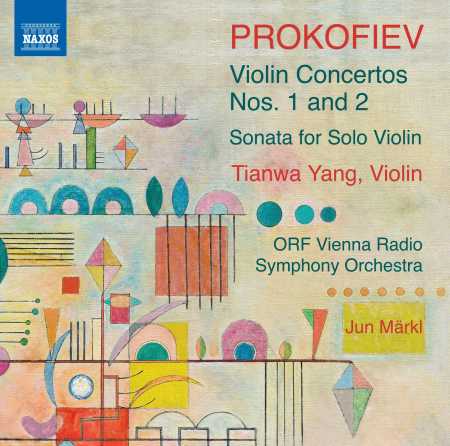 Bunt und grafisch gestaltetes Cover mit den beiden Violinkonzerten von Prokofiev